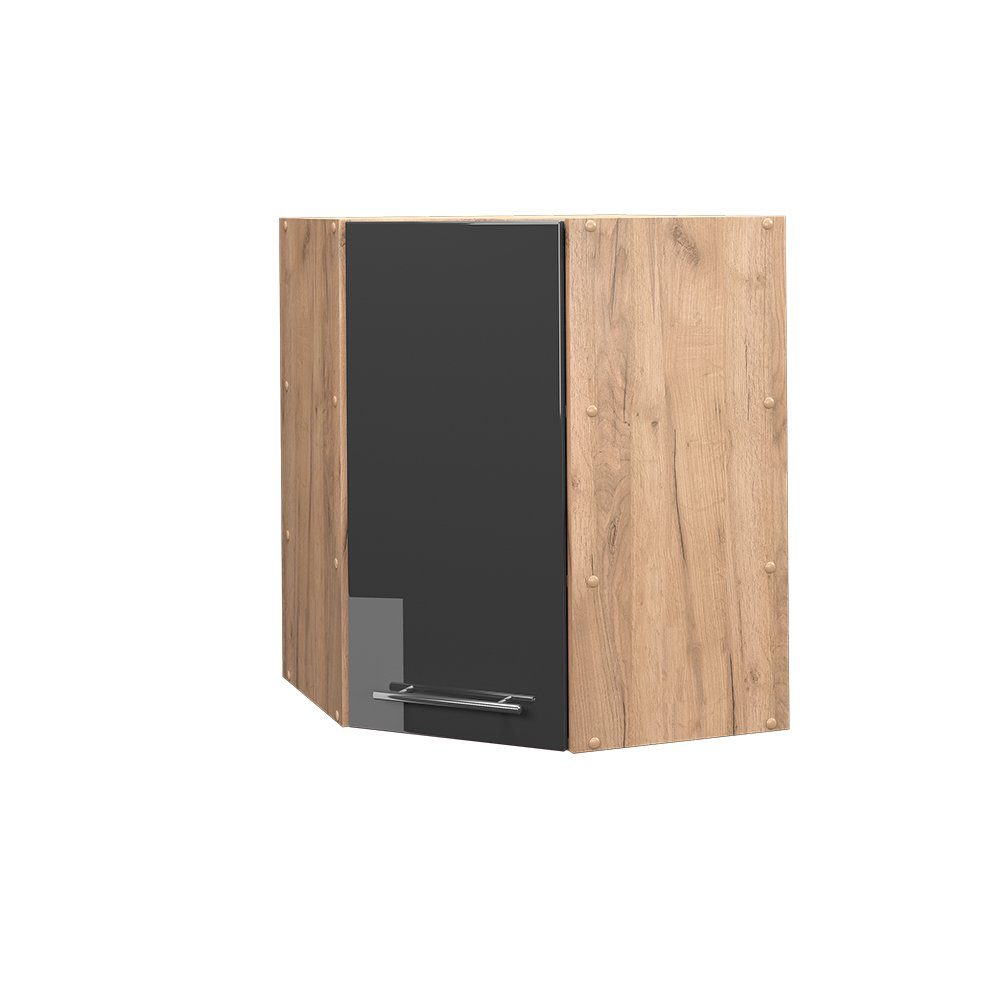 Vicco Eckhängeschrank Hängeschrank 57 cm Fame-Line Goldkraft Anthrazit Hochglanz (1 Hängeschrank) Eckhängeschrank Eiche Anthrazit | Braun