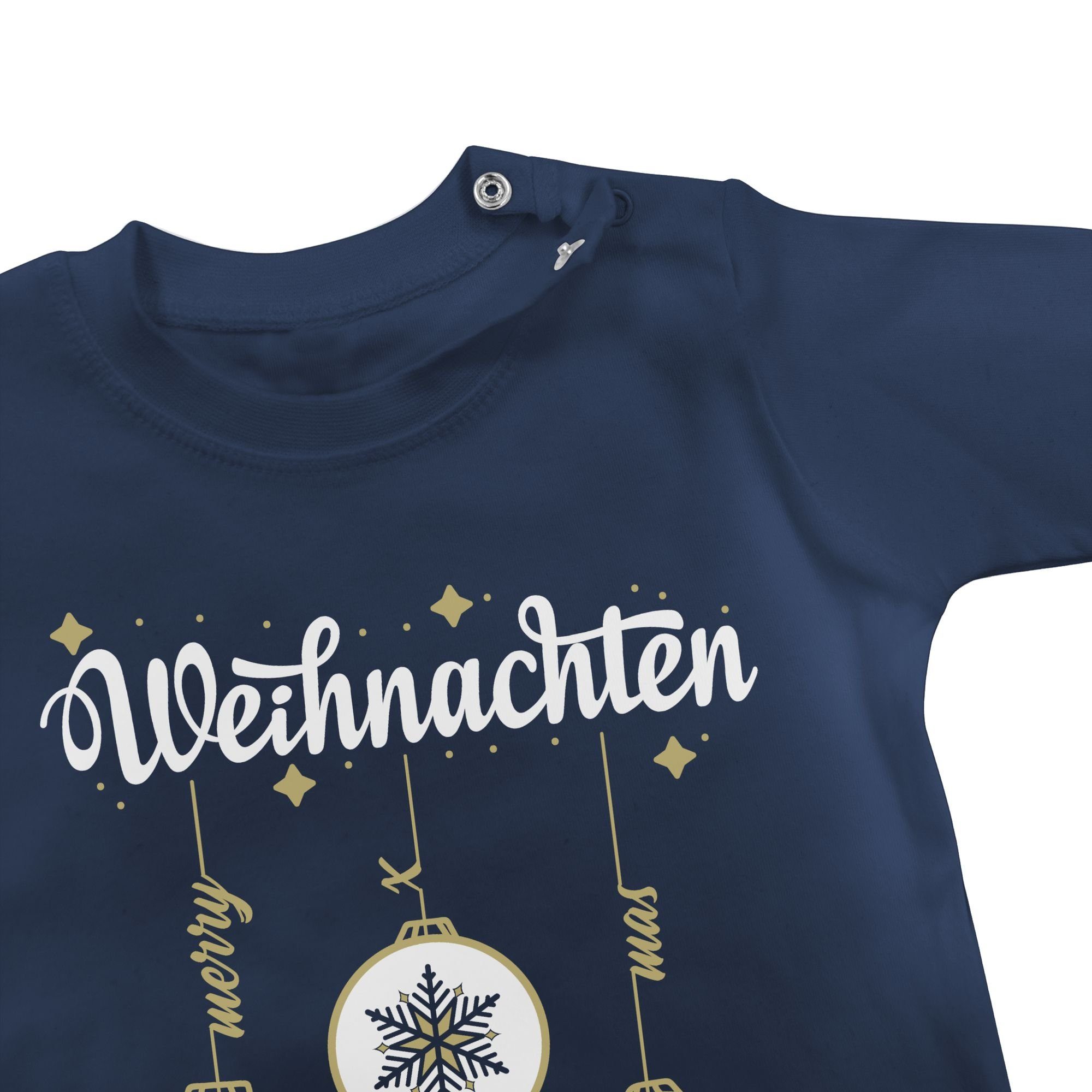 T-Shirt Weihnachten Weihnachten Navy Shirtracer Christbaumkugeln 1 Kleidung Blau mit Baby