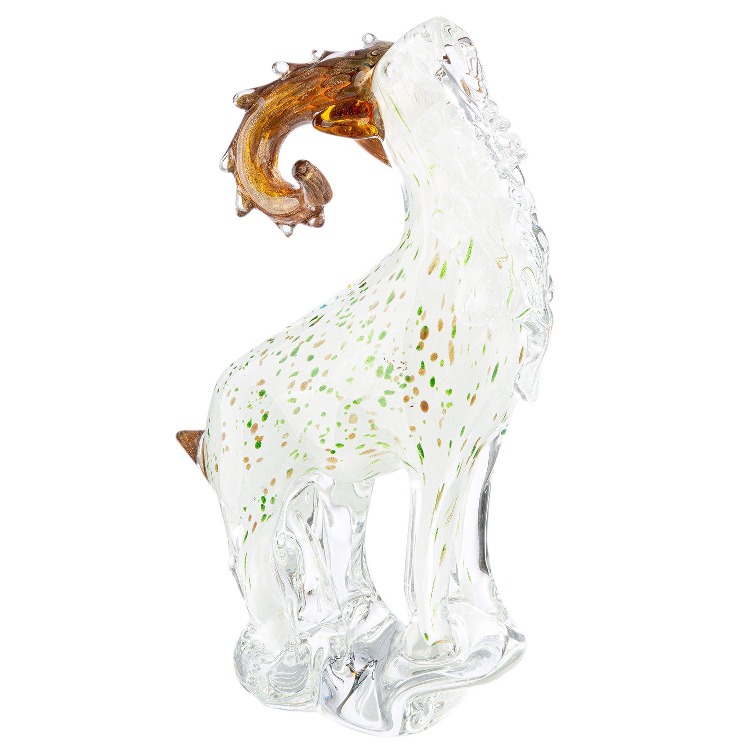 Dekofigur STEINBOCK Figur - weiß - Glas - Höhe 29cm x Breite 18cm - Glasobjekt