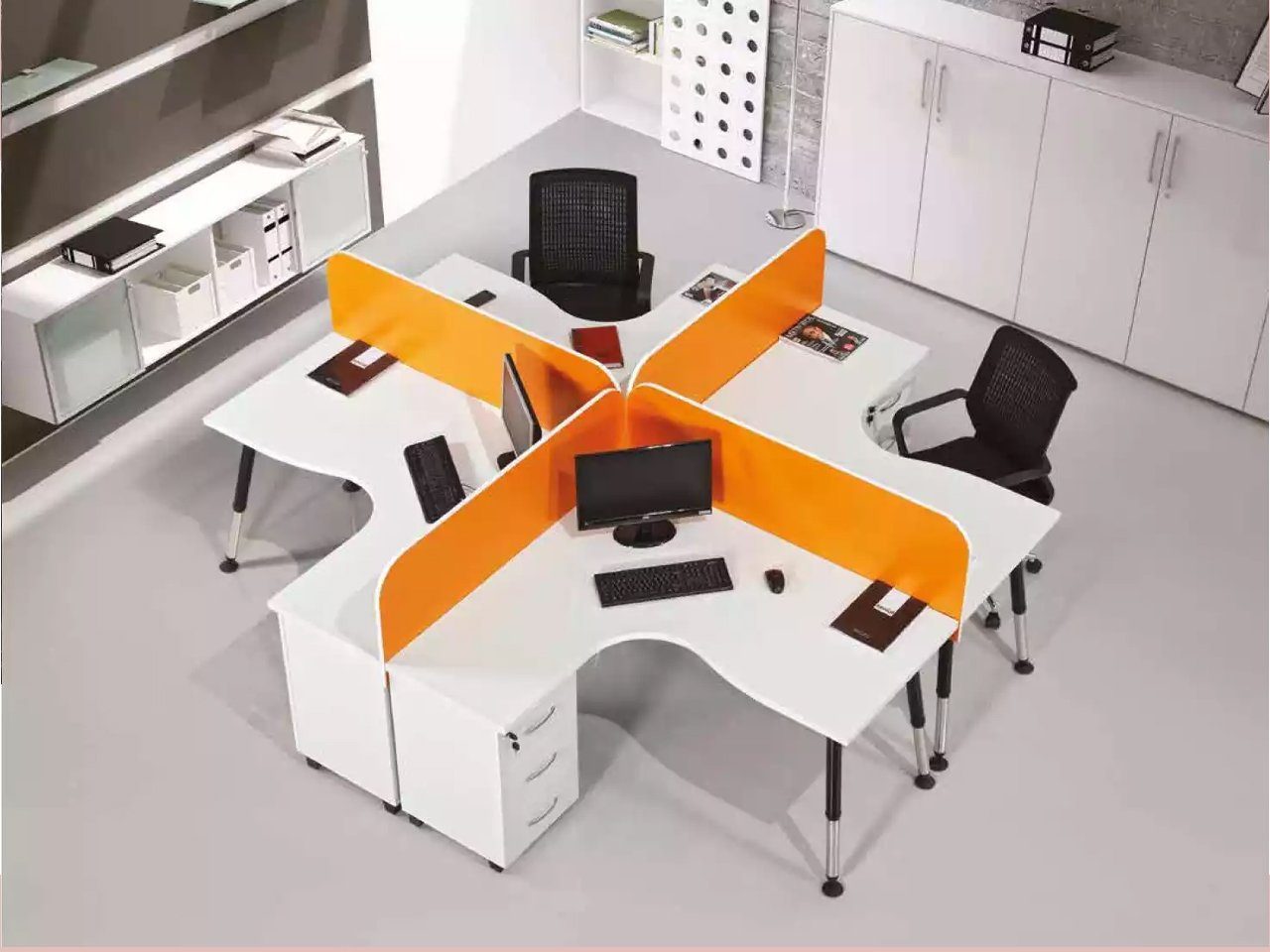 JVmoebel Schreibtisch Teamarbeitsplatz Schreibtisch 4 Personen Tisch Counter, Made In Europe