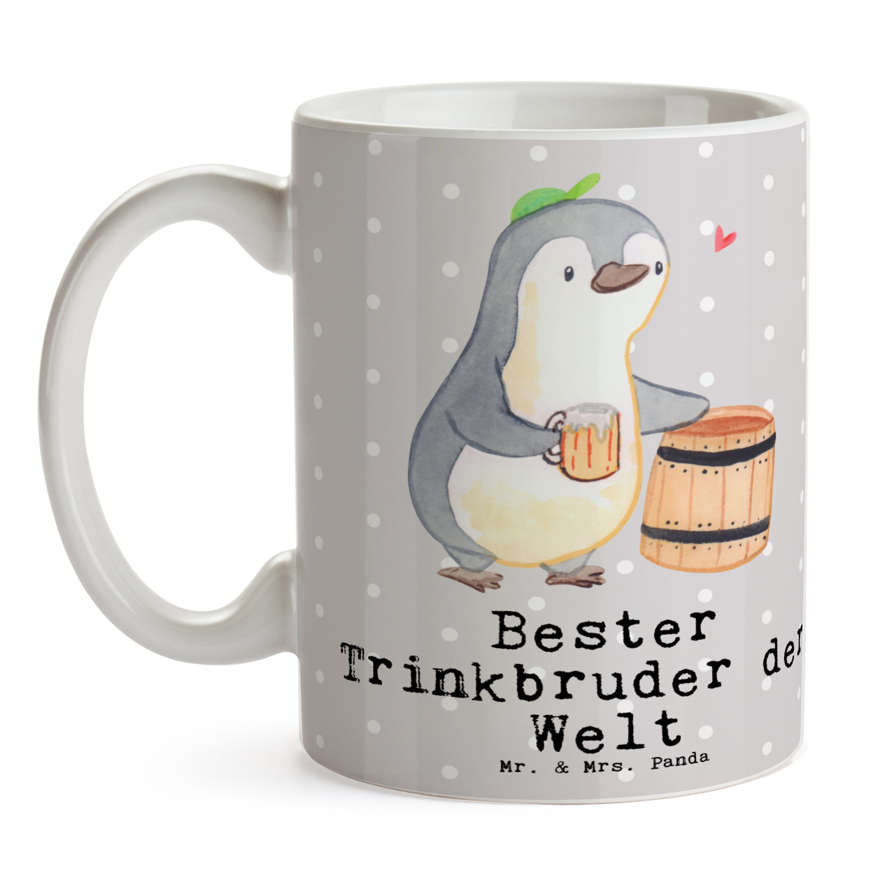 Mrs. - Tasse Mr. Panda Grau Bester Trinkbruder - Pastell Keramik Geschenk, Welt der Pinguin & Becher,