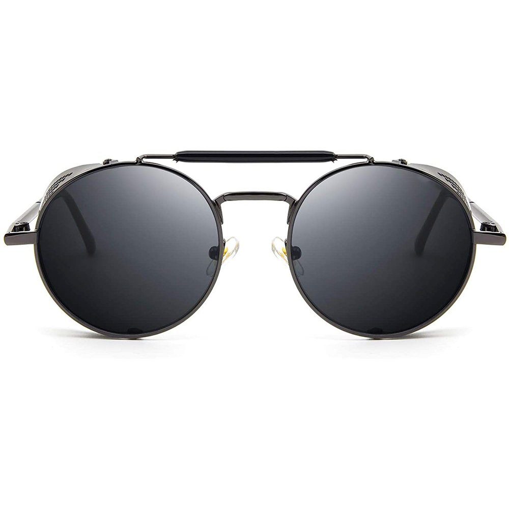 Rund Retro Steampunk Stil Vintage Polarisiert Sonnenbrille Brillen GelldG Sonnenbrillen