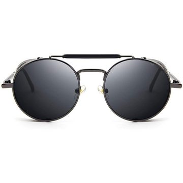 GelldG Sonnenbrille Steampunk Stil Rund Vintage Polarisiert Sonnenbrillen Retro Brillen