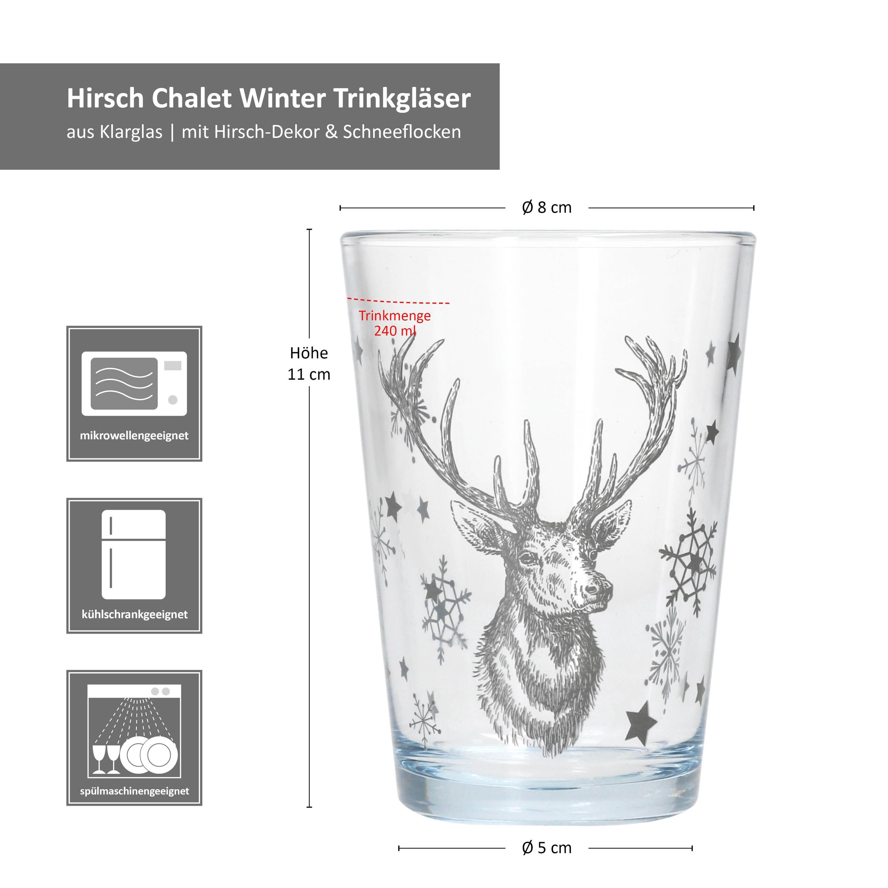 Winter Ritzenhoff Chalet 4x Hirsch H11cm, 240ml Glas Ritzenhoff Breker & Luis Glas Glühwein-Gläser
