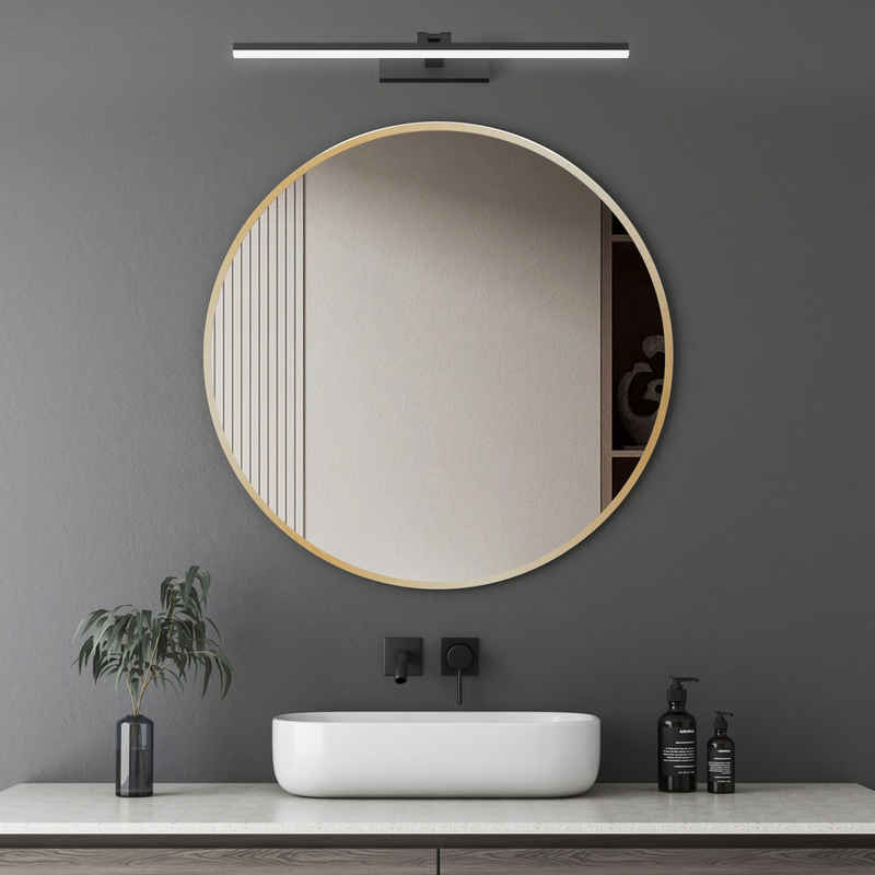 WDWRITTI Badspiegel mit Licht Rundspiegel Glold Ø60/50cm Wandspiegel mit 60cm LED Leuchte (Spiegel Bad, mit Metall Rahmen), Badezimmerspiegel mit Beleuchtung Set