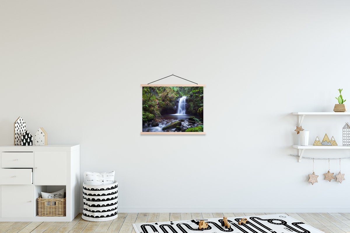 MuchoWow Poster Wasserfall Posterleiste, Textilposter Magnetisch (1 Wohnzimmer, Bilderleiste, - St), für - Natur Wasser