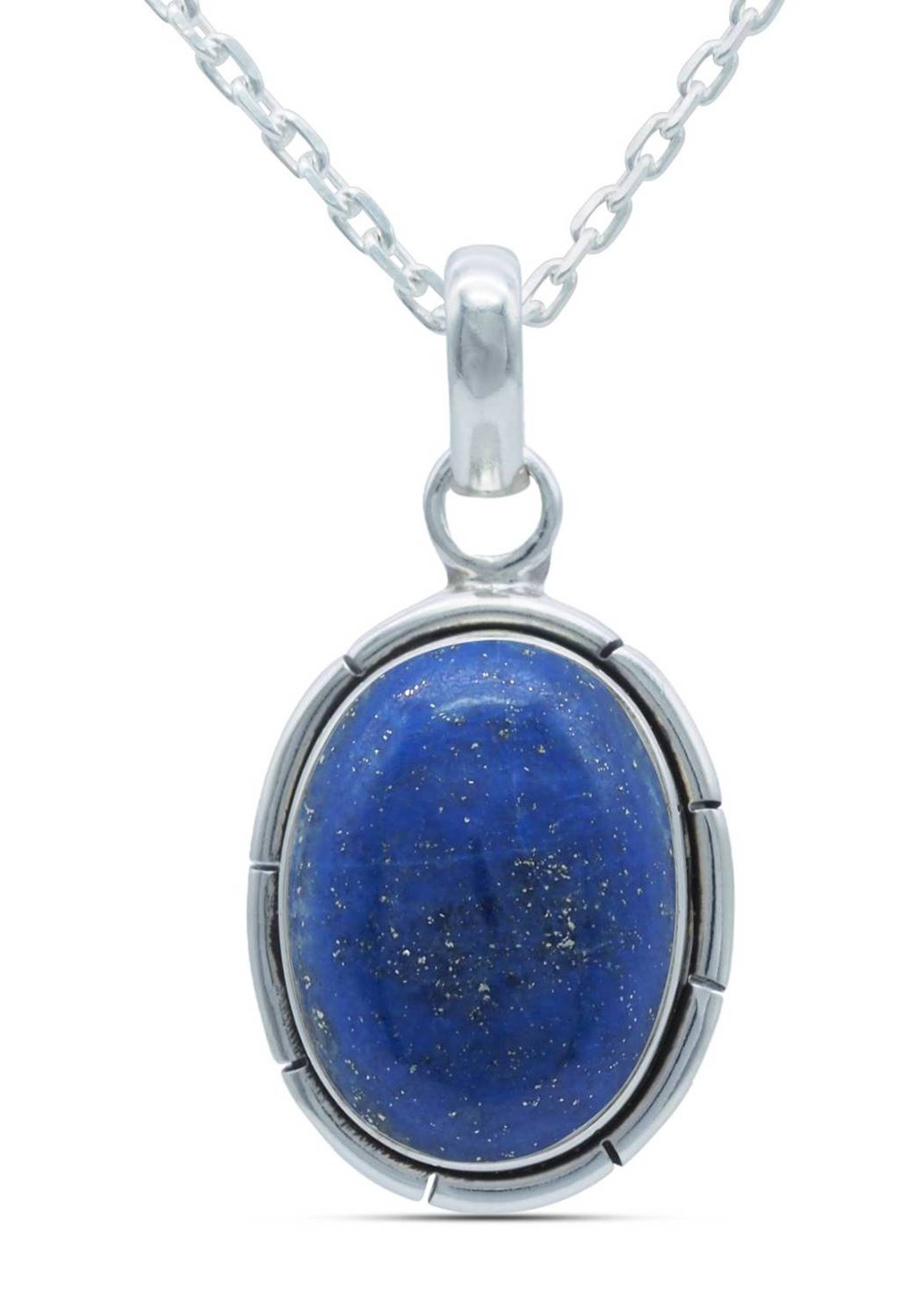 mantraroma Kette mit Anhänger 925er SilbermitLapis Lazuli