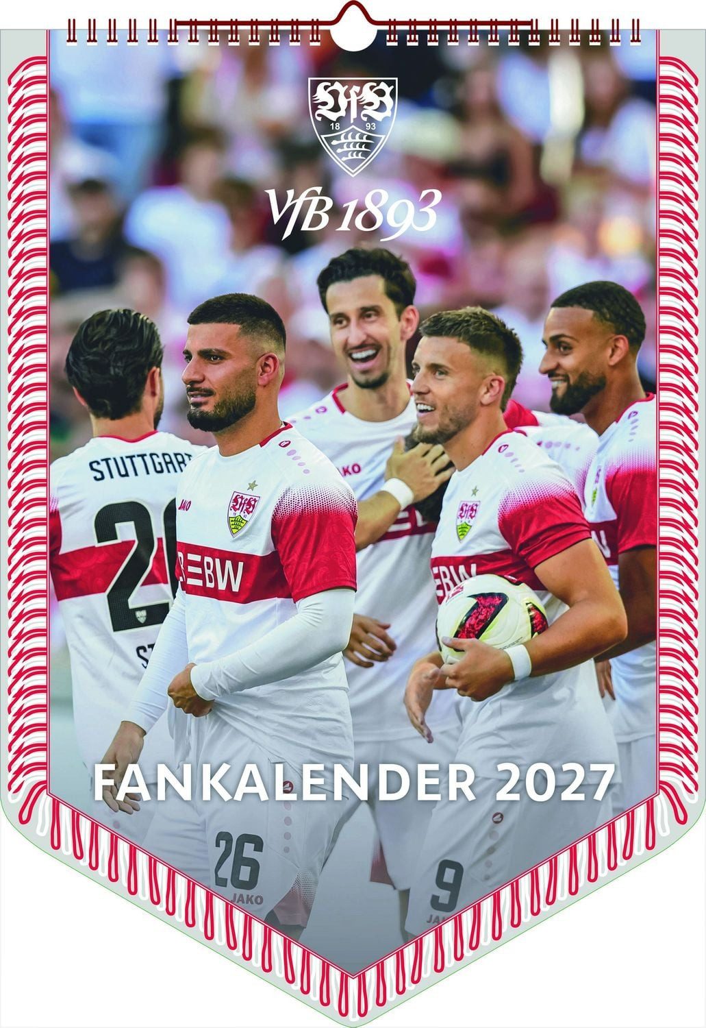 NEUMANN Wandkalender VfB Stuttgart 2027 Bannerkalender 29,7x42 cm mit 12 Stadion- und Fußba