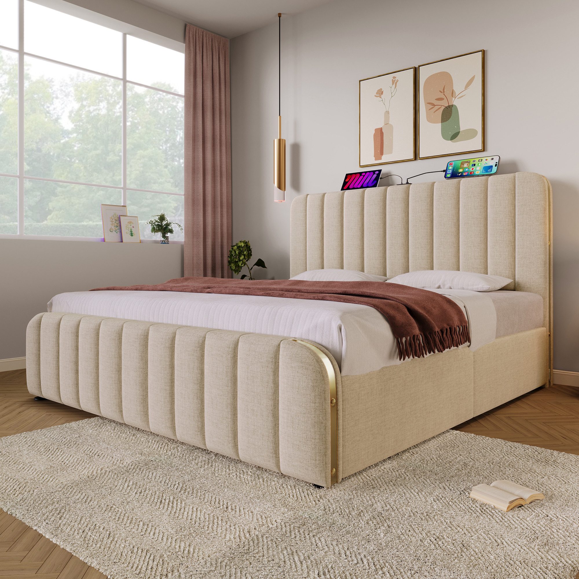 Flieks Polsterbett, Hydraulisches Stauraumbett Doppelbett 180x200cm mit Lad günstig online kaufen