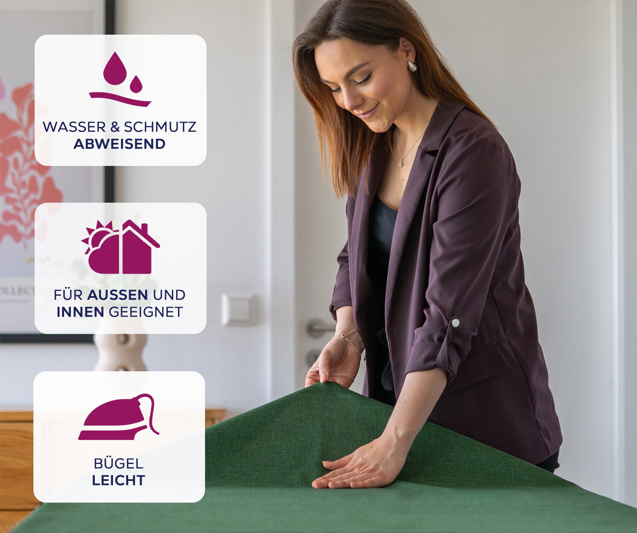 Beautex Tischdecke Fleckenabweisende bügelfreie Tischdecke mit Lotuseffekt, Leinenoptik (1-tlg)