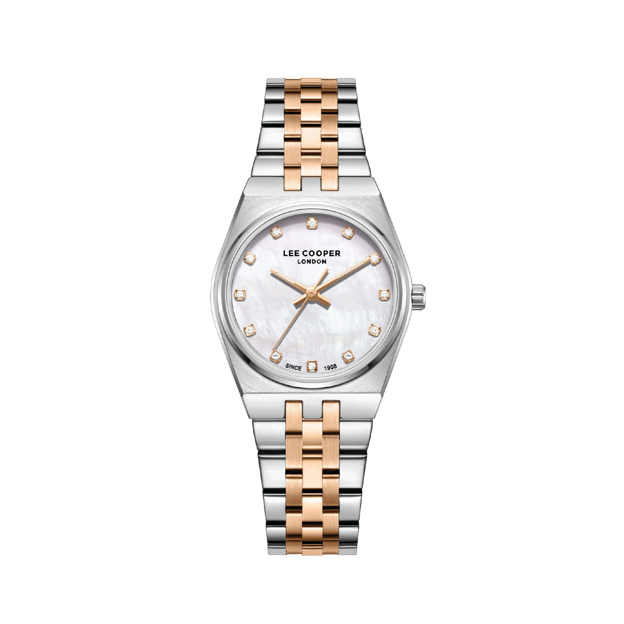 Lee Cooper Quarzuhr Damenuhr mit Metallarmband, 30 mm, Damen Armbanduhr LC08204.520