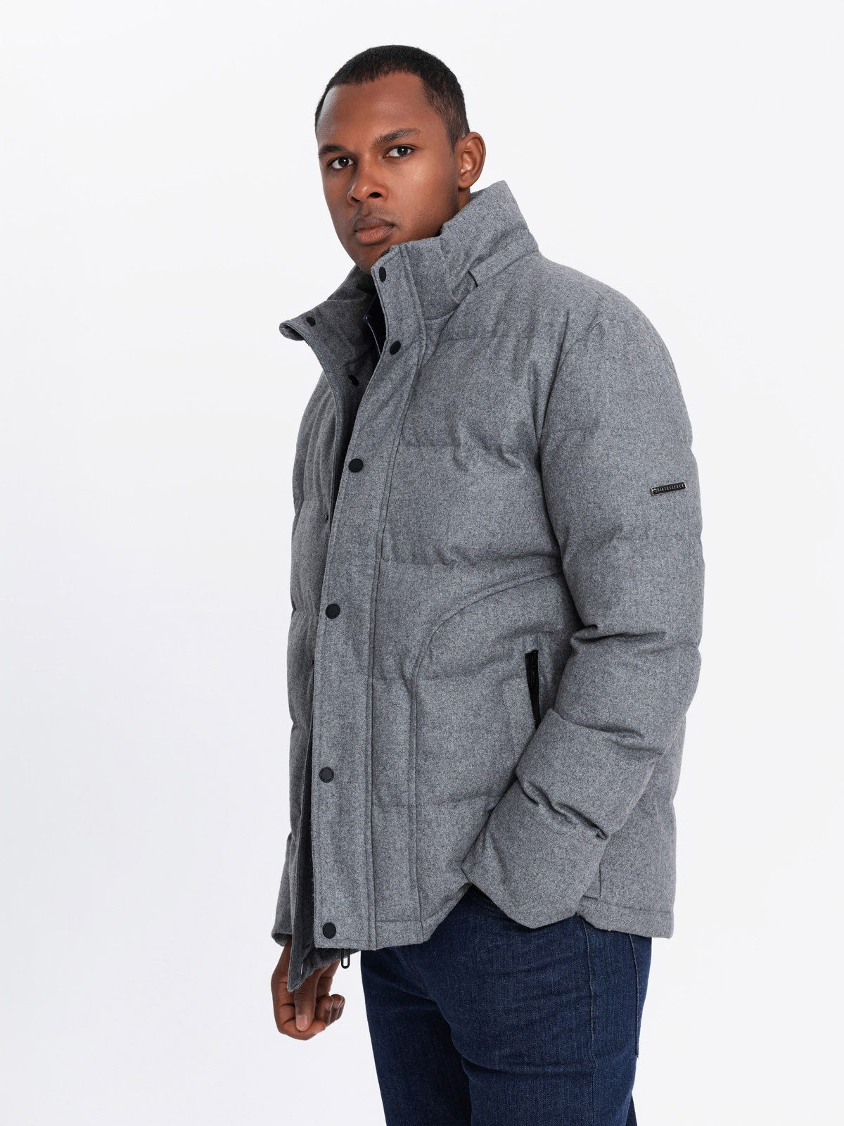 OMBRE Winterjacke Herren-Freizeit-Pufferjacke mit Wolle – Bild 4 von 5