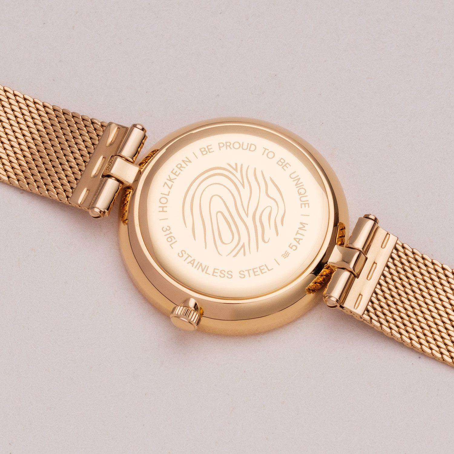 Holzkern Quarzuhr Everbloom Pflaumenblüte Gelb/Goldfarben