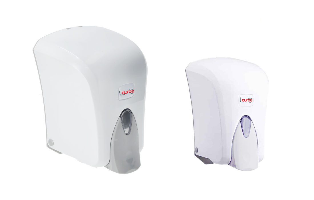 Lauroo Seifenspender Seifenspender aus Kunststoff – 1000ml, 15,5 cm x 13,5 cm x 22 cm, Weiß, (1-tlg)