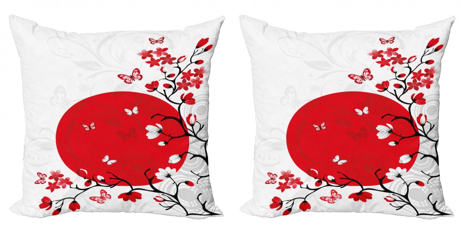 Doppelseitiger Kissenbezüge japanisch Sakura-Bäume Abakuhaus Accent Stück), Digitaldruck, Modern (2 Kirsche