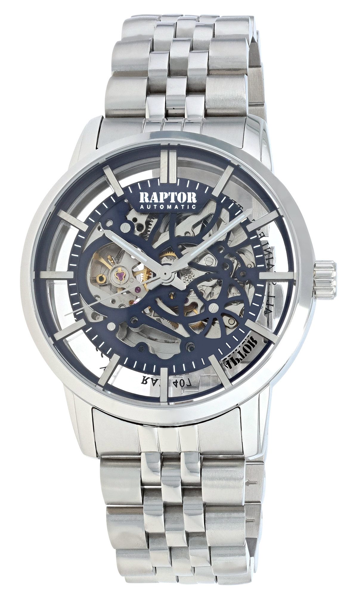 Raptor Quarzuhr mit Edelstahlarmband, Skelett, 5 ATM