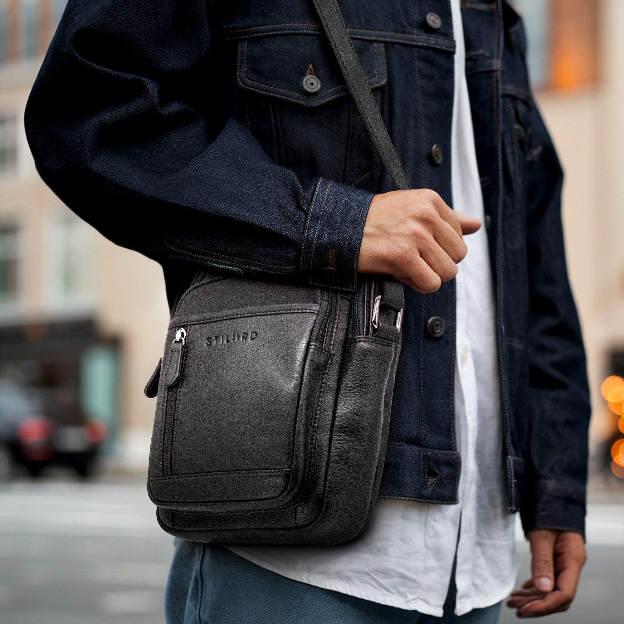 STILORD Schultertasche "Salva" Kleine Ledertasche Herren Umhängetasche Leder Männerhandtasche, Ledertasche Herren Klein Messenger Bag Herrentasche Leder zum Umhängen