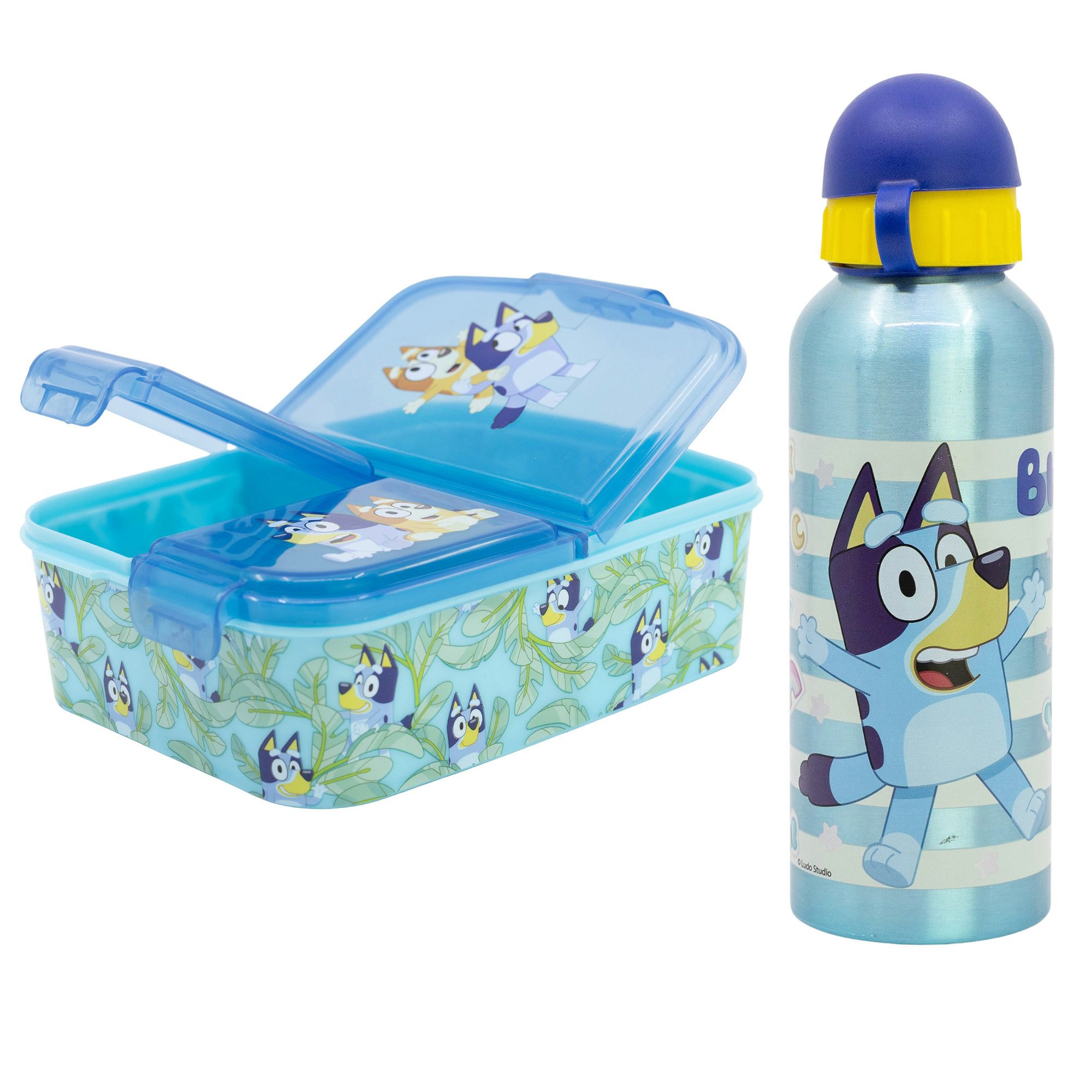 Bluey Lunchbox Bluey Bingo Kinder 2teiliges Set Brotdose Alu Trinkflasche 530 ml, (Spar-Set, 2-tlg., Spar-Set)