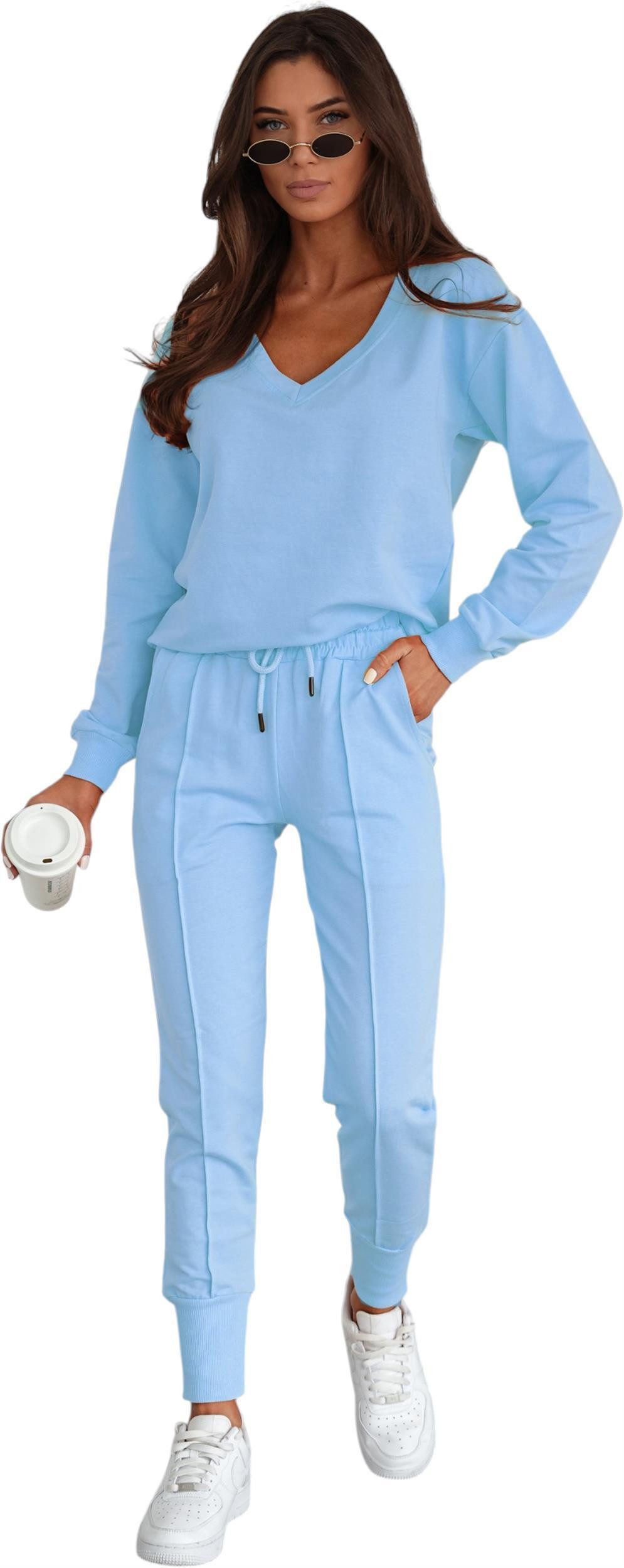 EloModa Jogginganzug Damen Jogginganzug Freizeitanzug mit Sweatshirt Baumwo günstig online kaufen