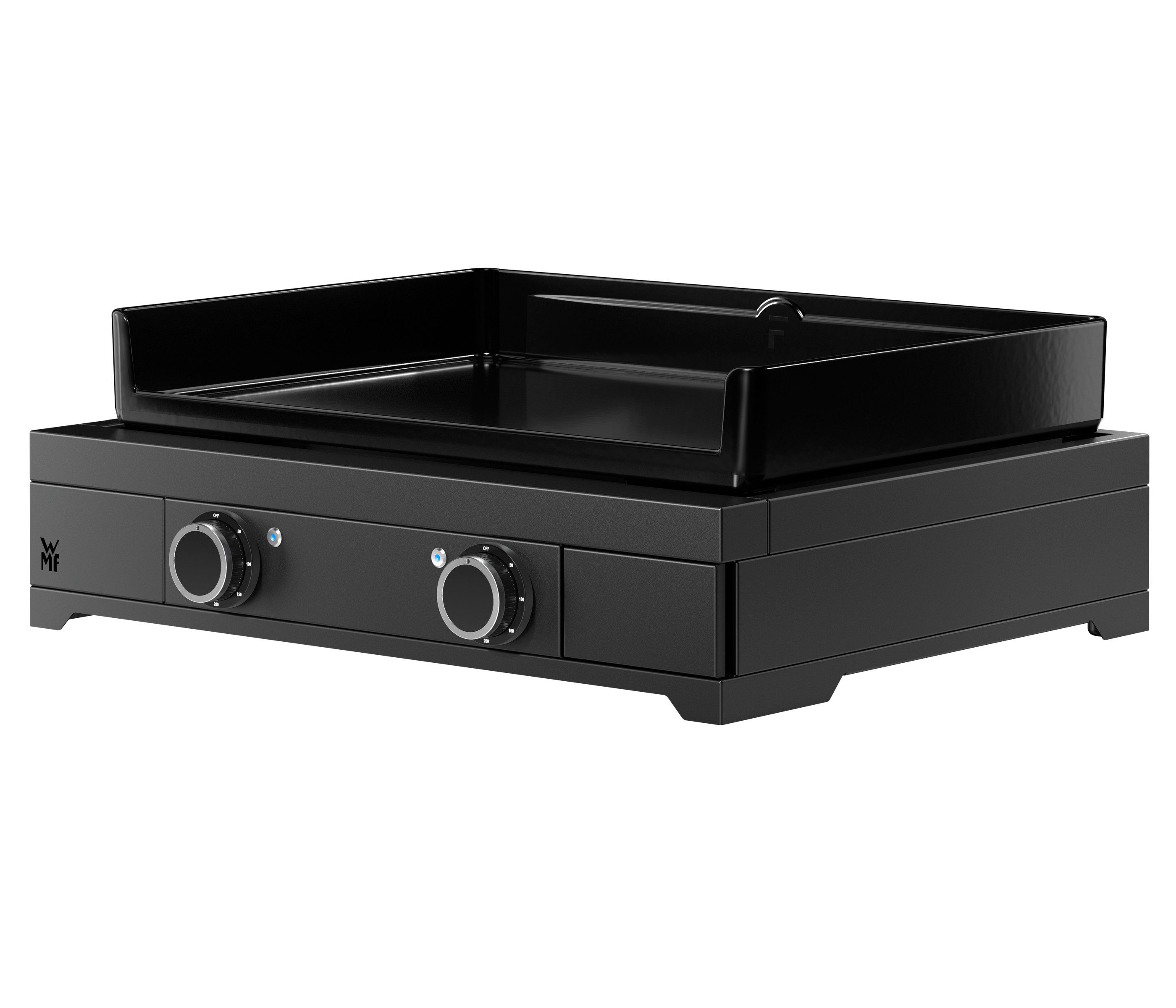 WMF Elektrogrill Plancha Edition One 60E, 3200 W, Stahl / Gusseisen pulverbeschichtet, 3200 W, mit zwei getrennten Kochzonen, integrierter Tropfschale
