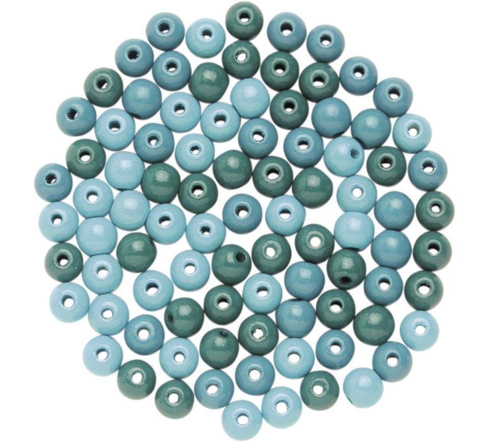 Glorex Bastel-Armband Glorex Holzperle türkis mix 8 mm - 80 Stück