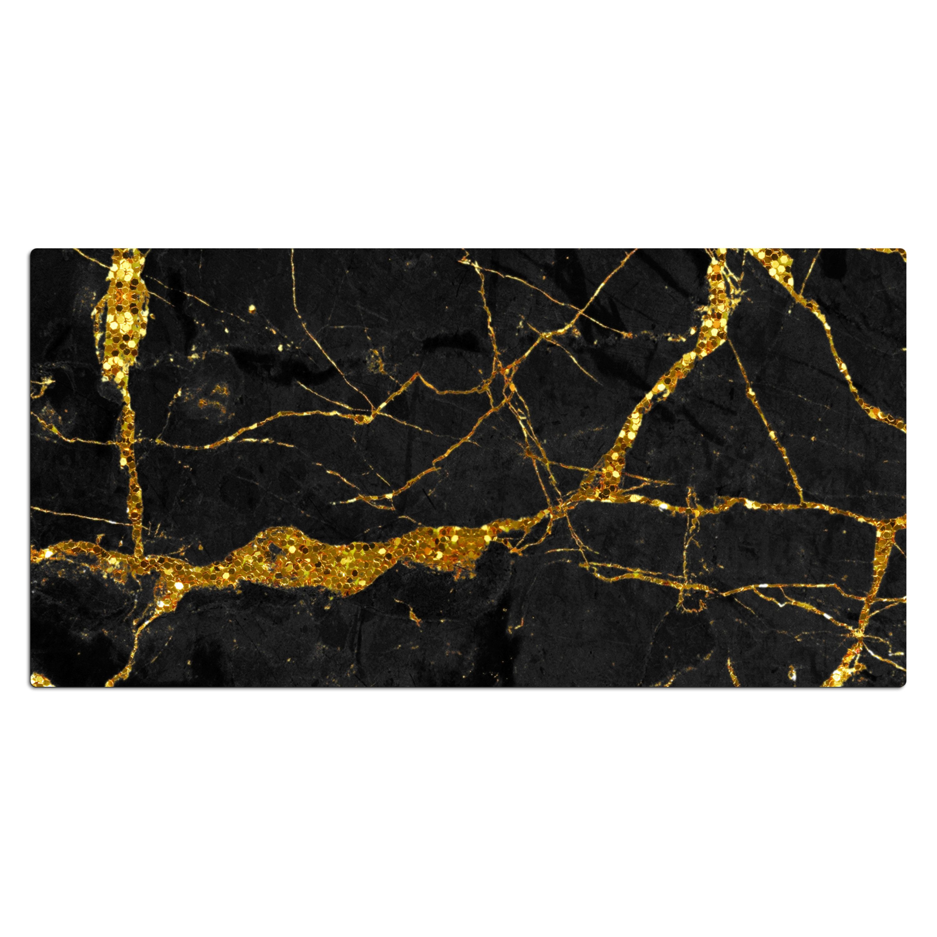 MuchoWow Gaming Mauspad Marmor - Gold - Schwarz - Marmoroptik - Luxus - Glitzer (1-St), Gaming Mauspad XXL, Schreibtischunterlage, Desk Mat Groß, 80x40 cm