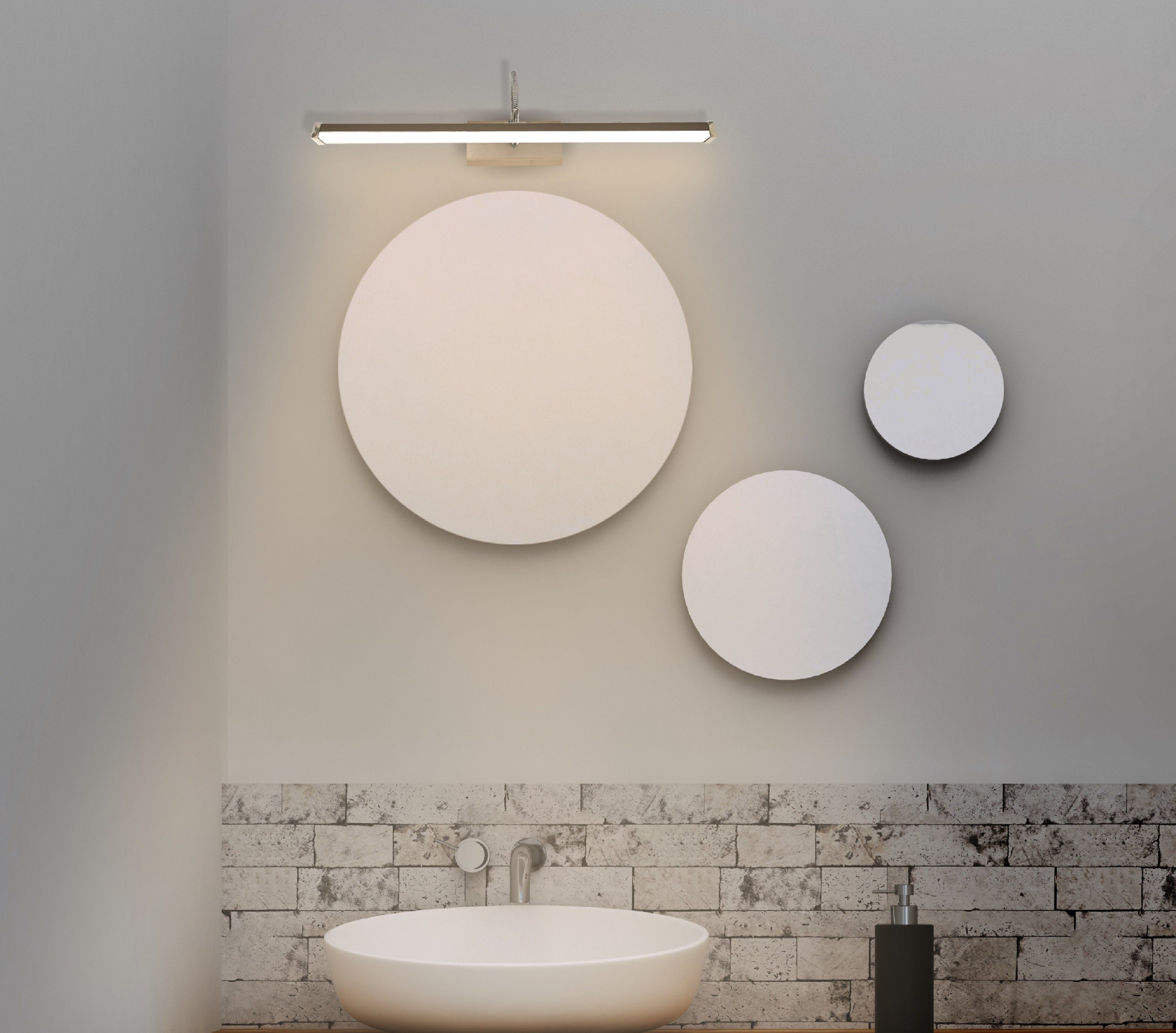 TRANGO LED Spiegelleuchte, 2244 Modern IP44 LED Spiegelleuchte *FLEXI* Badleuchte 475mm lang mit schwenkbar und drehbar Flexarm Schminklicht, Badezimmer Wandleuchte, Bilderleuchte 7 Watt 3000K warmweiß