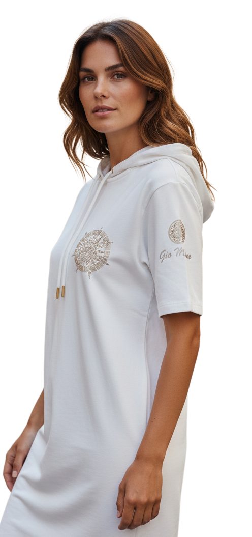 Gio Milano Maxikleid Gio Milano, G24-5100 Print auf Rücken, Brust und Ärmel inclusive Strassverzierungen