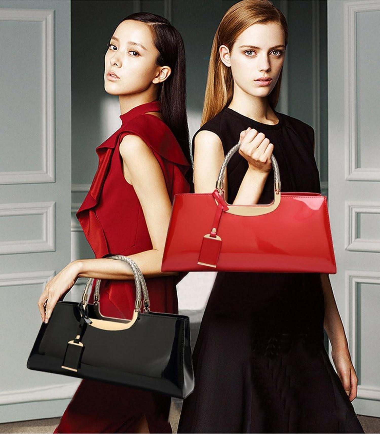 LuxusKollektion Handtasche Damen Handtasche PU-Lackleder Henkeltasche günstig online kaufen