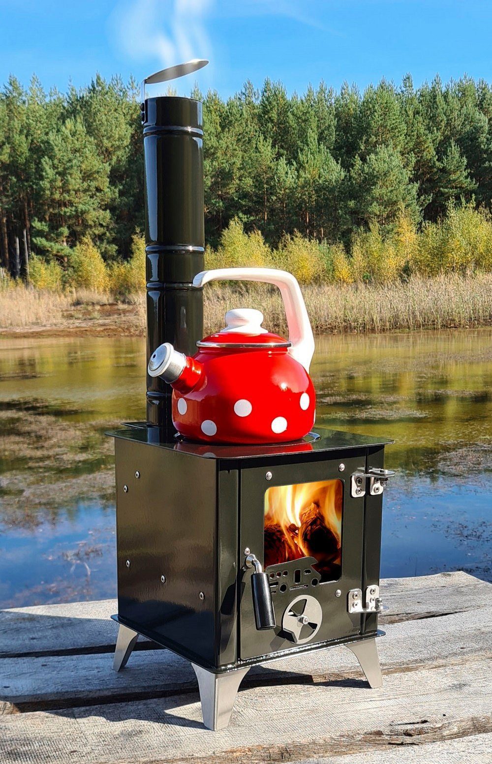 ECOfoxx Grillkamin Kleiner Gartenofen, Terrassenofen, Gartenkamin, Zeltofen Tiny