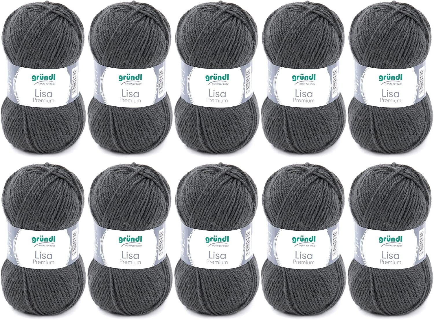 Gründl Lisa Premium Uni brei- en haakgaren (zacht en wolachtig karakter, onderhoudsvriendelijk, breigaren van 100% polyacryl, 50 g/133 m, naalddikte: 3,5-4,5, 10 bollen à 50 g), neongeel