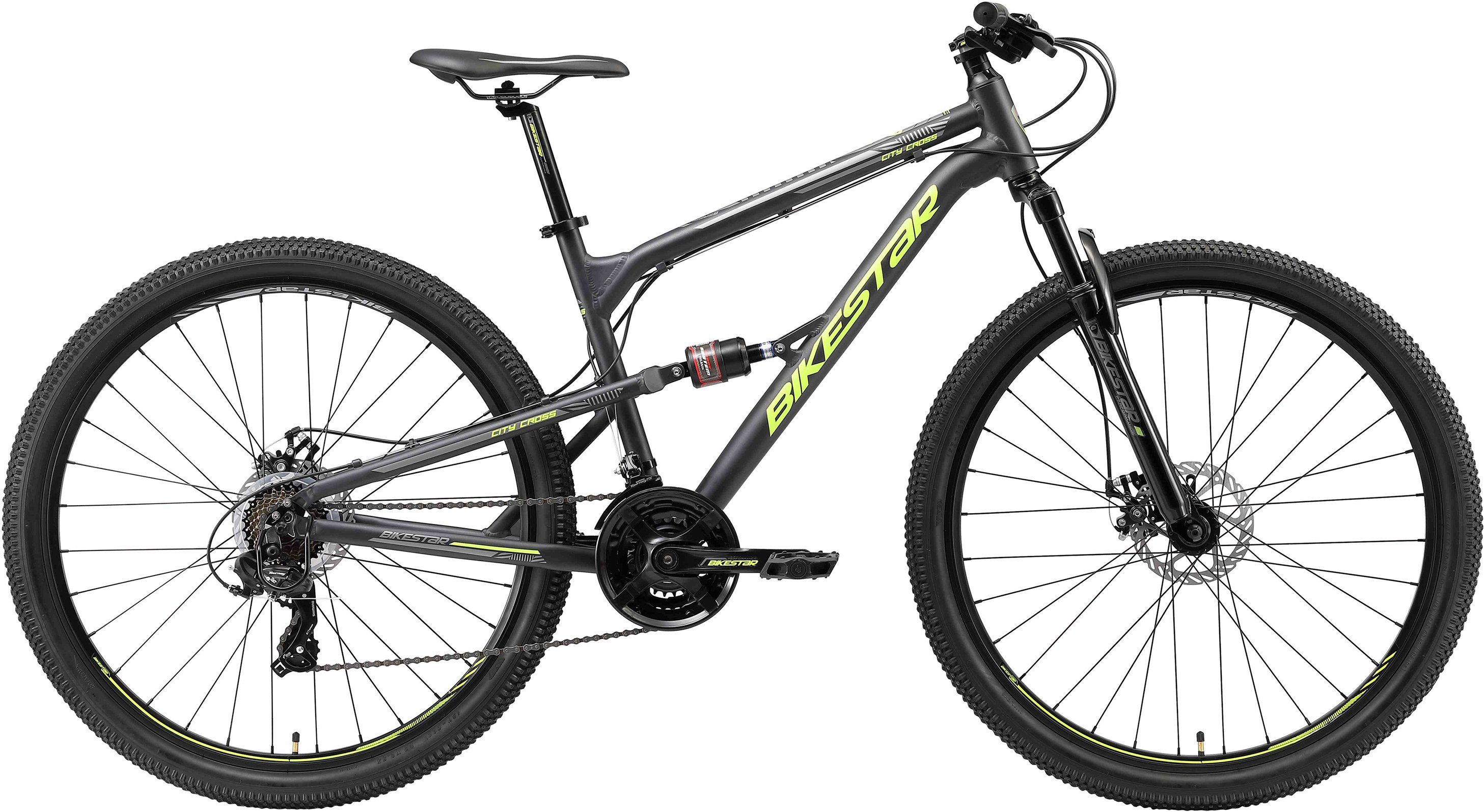 Bikestar Mountainbike, 21 Gang Shimano RD-TY300 Schaltwerk, Kettenschaltung, für Damen und Herren, Kettenschaltung