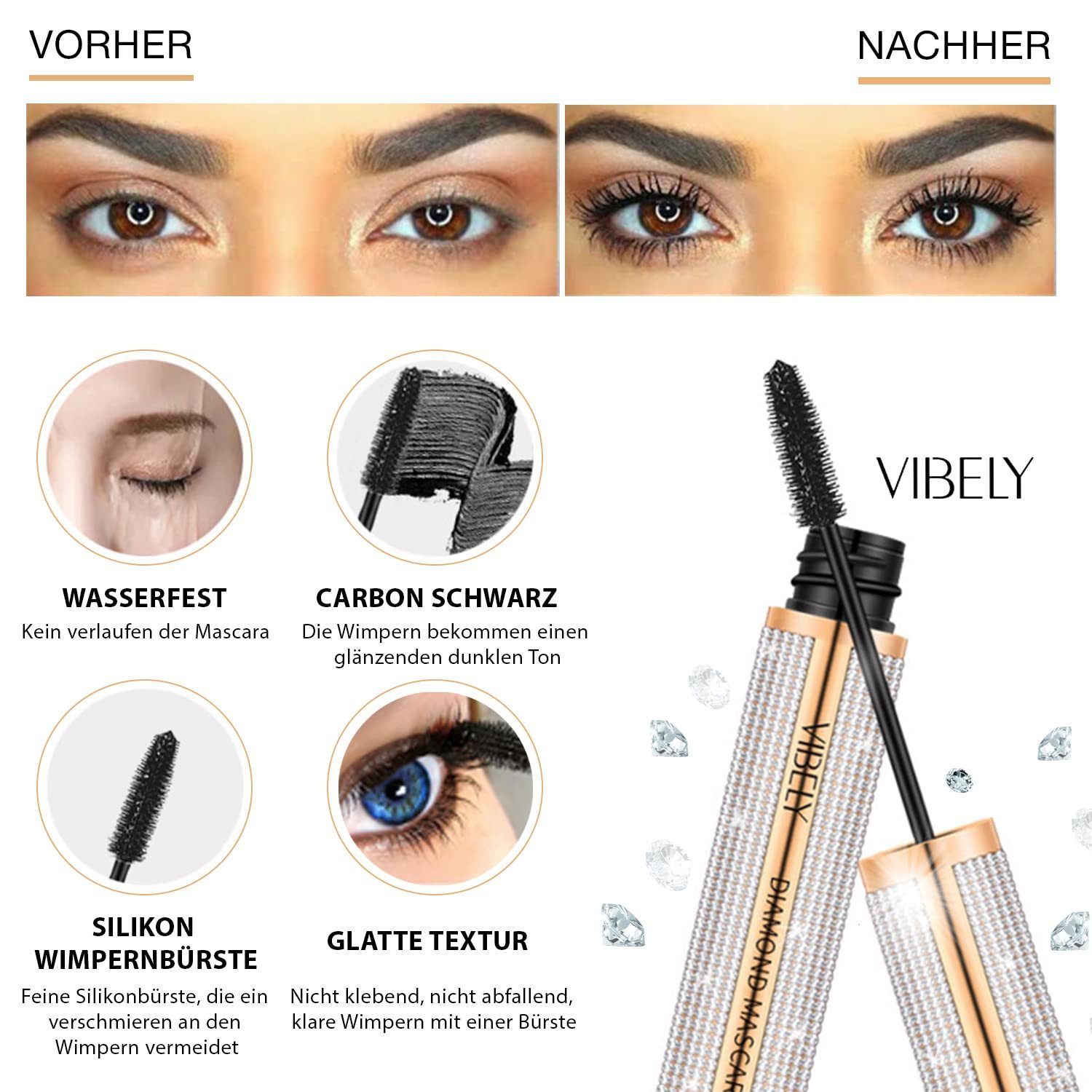 P-Beauty Cosmetic Accessories Mascara 4D Extreme Wasserfeste Volumen Wimperntusche Schwarz Silikon Bürste, 1-tlg. – Bild 5 von 5