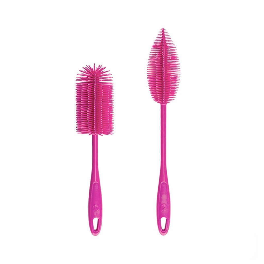 Kochblume Reinigungsbürsten-Set Silikon II, (Spar-Set, 2-tlg), Köpfe untereinander austauschbar pink