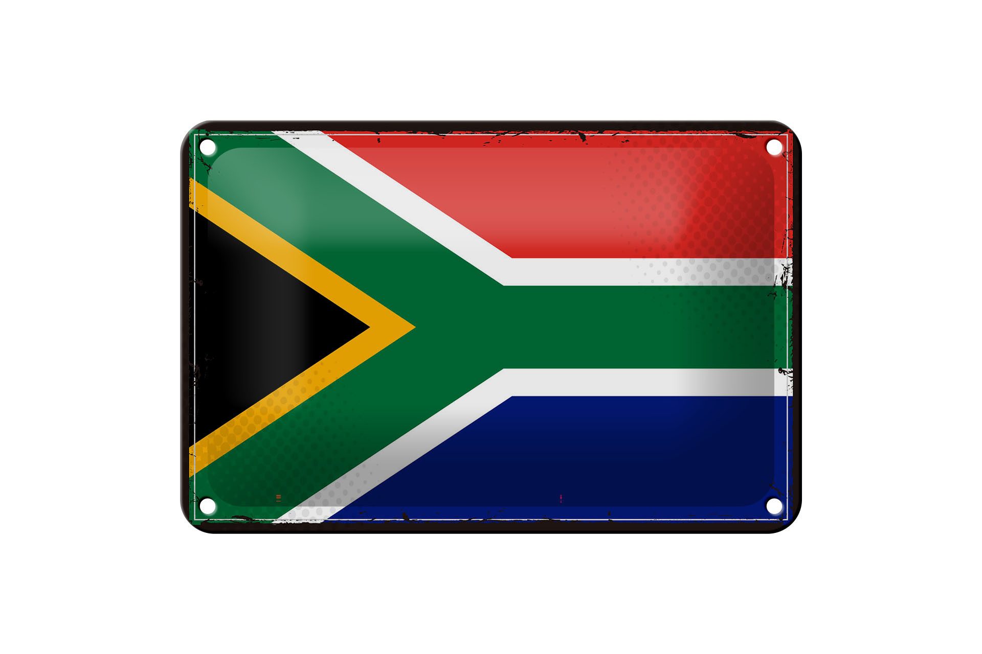 Femer GmbH Metallschild Flagge Südafrikas 18x12cm Retro South Africa, (1 St), gewölbte Oberfläche, abgerundete Ecken, umgeschlagene Kanten