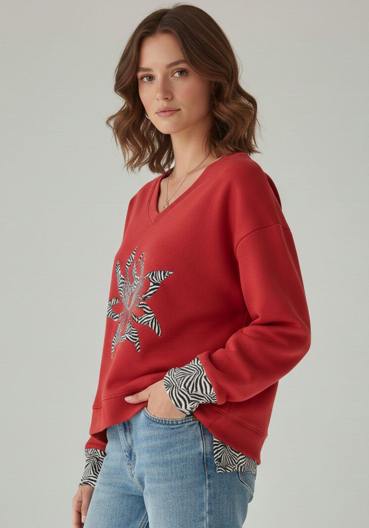 Laura Scott Sweater mit V-Ausschnitt, langärmlig, hüftlange Schnittform. Reduzierter Preis € 40,99. Unverbindliche Preisempfehlung € 49,99, (€ 40,99 pro 1 Stk)