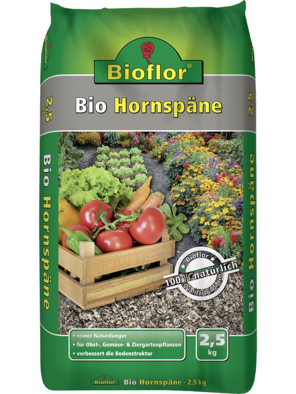 Bioflor Rasendünger Bioflor Hornspäne 2,5kg organisch, für ca. 60 m²