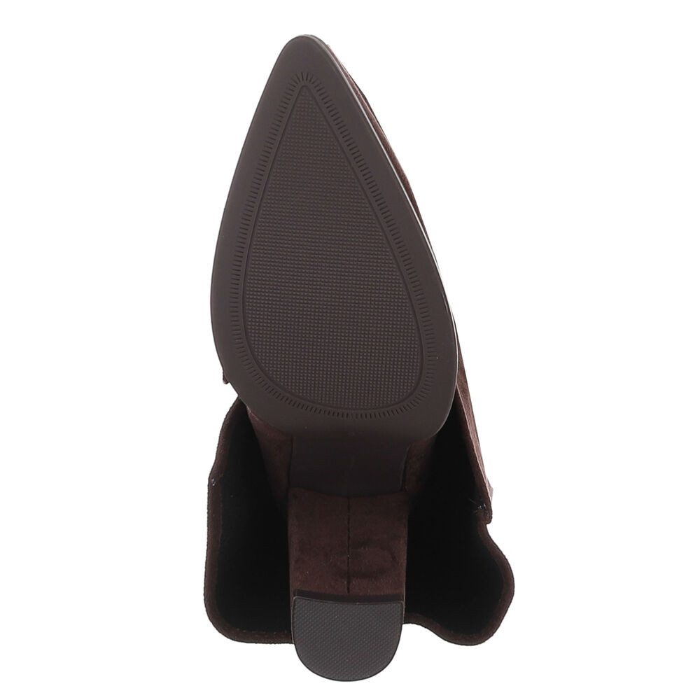 Ital-Design Damen kniehohe Stiefel mit Schloss-Detail und Blockabsatz High-Heel-Stiefel (92125437) Blockabsatz Stiefel in Braun