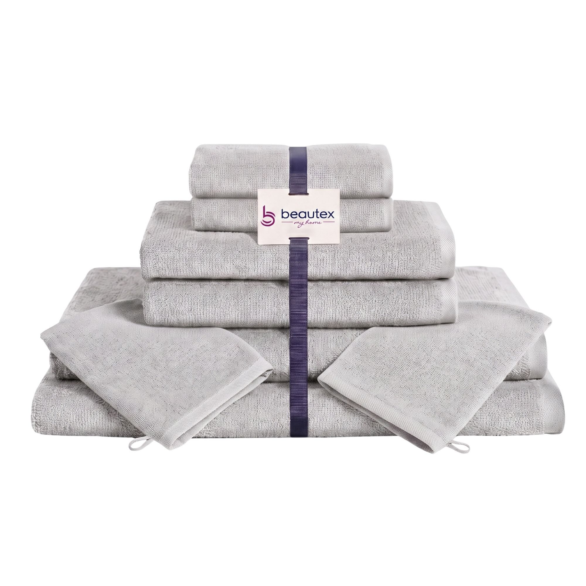 Beautex Handtuch Set, Premium Frottier Sets, 100% Baumwolle 550g/m², Multischlaufen-Optik, Frottier, saugstark, weich, flusenfrei, schnelltrocknend, schadstoffgeprüft