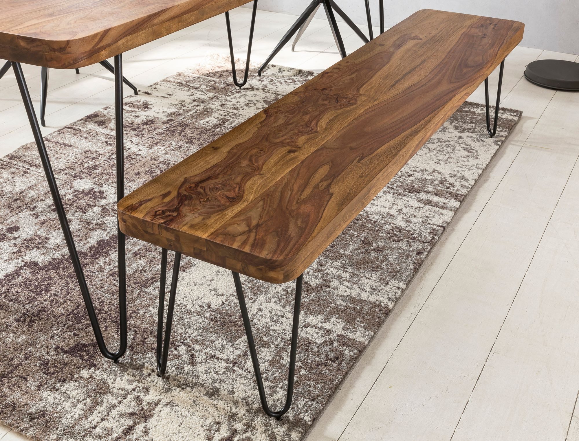 furnicato Bank Esszimmerbank Massivholz, Walnuss Finish 120x45x40 cm (1-St)