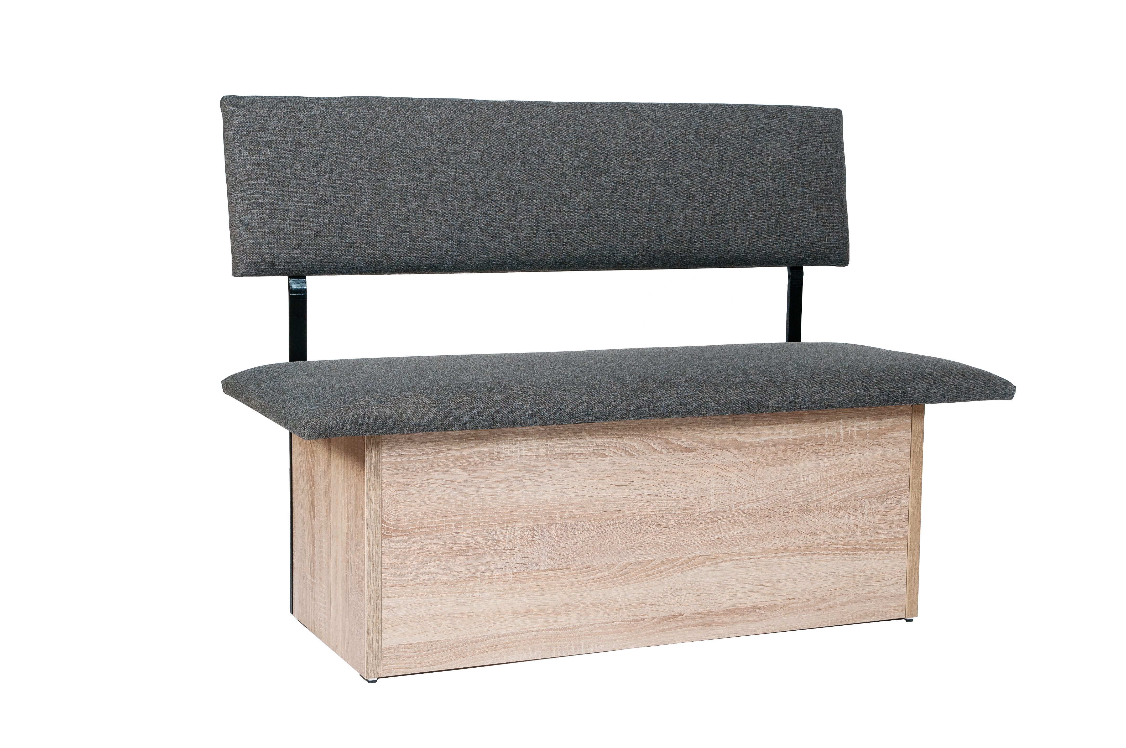 kundler home Sitzbank mit Truhe, Sitz und Lehne gepolstert, L125cm, Eiche Premiumdekor