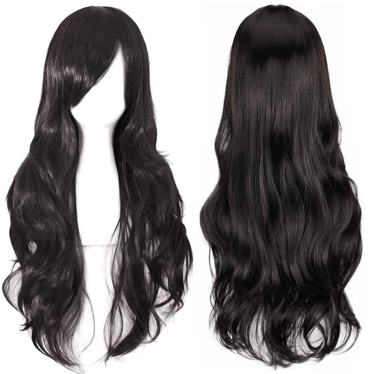 LuxusKollektion Kostüm-Perücke Perücke Cosplay 70cm lockig Pony Anime Halloween Damen schwarz