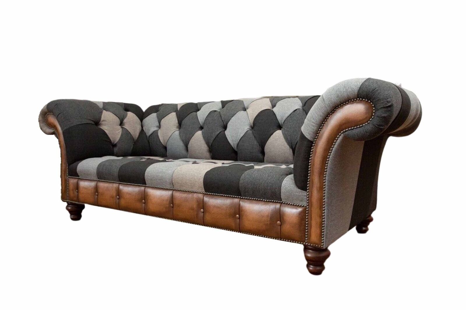 JVmoebel Sofa Bunter Chesterfield 3 Sitzer Couch Polster Textil Couchen, Made In Europe