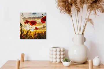 OneMillionCanvasses® Leinwandbild Rote Mohnblumen bei Sonnenaufgang, (1 St), Leinwand Bilder für Wohnzimmer Schlafzimmer