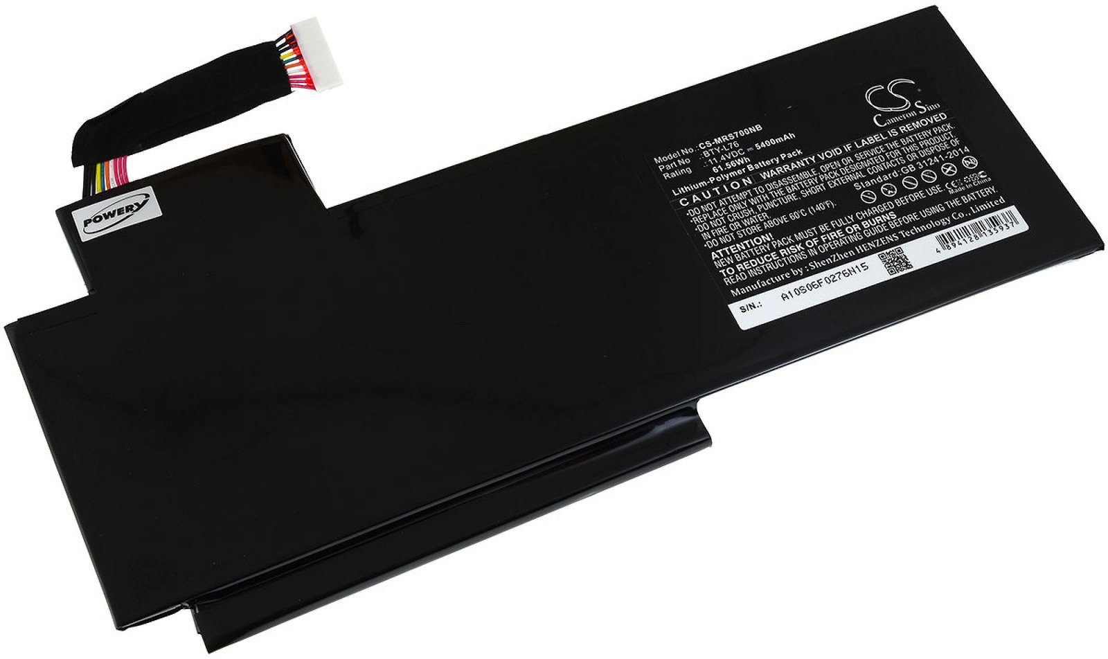 Powery Akku für MSI GS70 MS-1771 Laptop-Akku 5400 mAh (11.4 V)