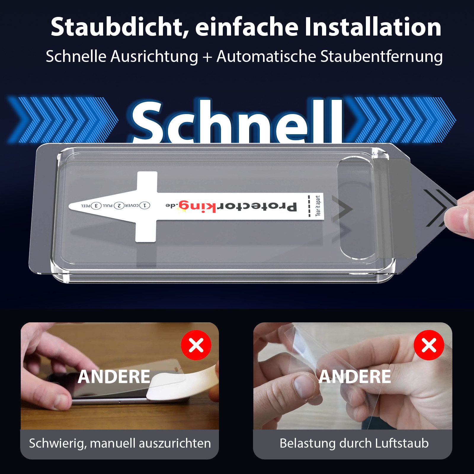Protectorking Displayschutzfolie 2x 9H Panzerglas für Samsung Galaxy A56 5G KLAR Full-Screen Protector für Samsung Galaxy A56 5G, 2 Stück, Displayschutz, gegen  – Bild 2 von 5