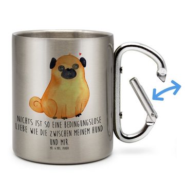 Mr. & Mrs. Panda Tasse Mops - Transparent - Geschenk, Camping, Hund, Edelstahlbecher, Hundem, Edelstahl, Stilvolle Motive