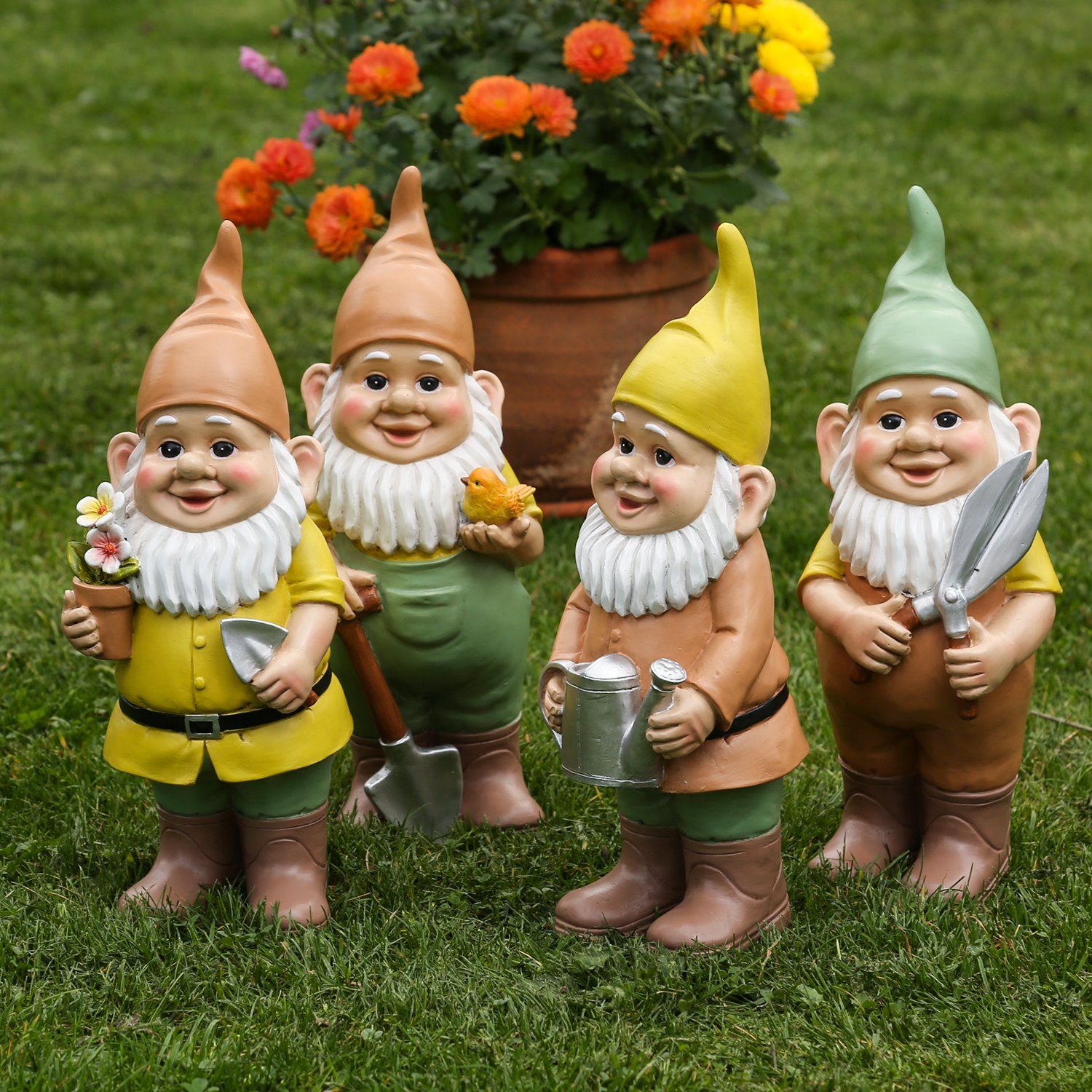 MARELIDA Gartenzwerg SKALLI Zwerg Gartenfigur St) Dekofigur Resin 29cm, Gnom Gartenschere (1 mit