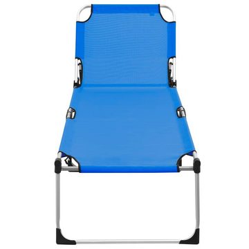 vidaXL Campingliege Campingliege Extra Hohe Klappbare Senioren-Sonnenliege Blau Aluminium