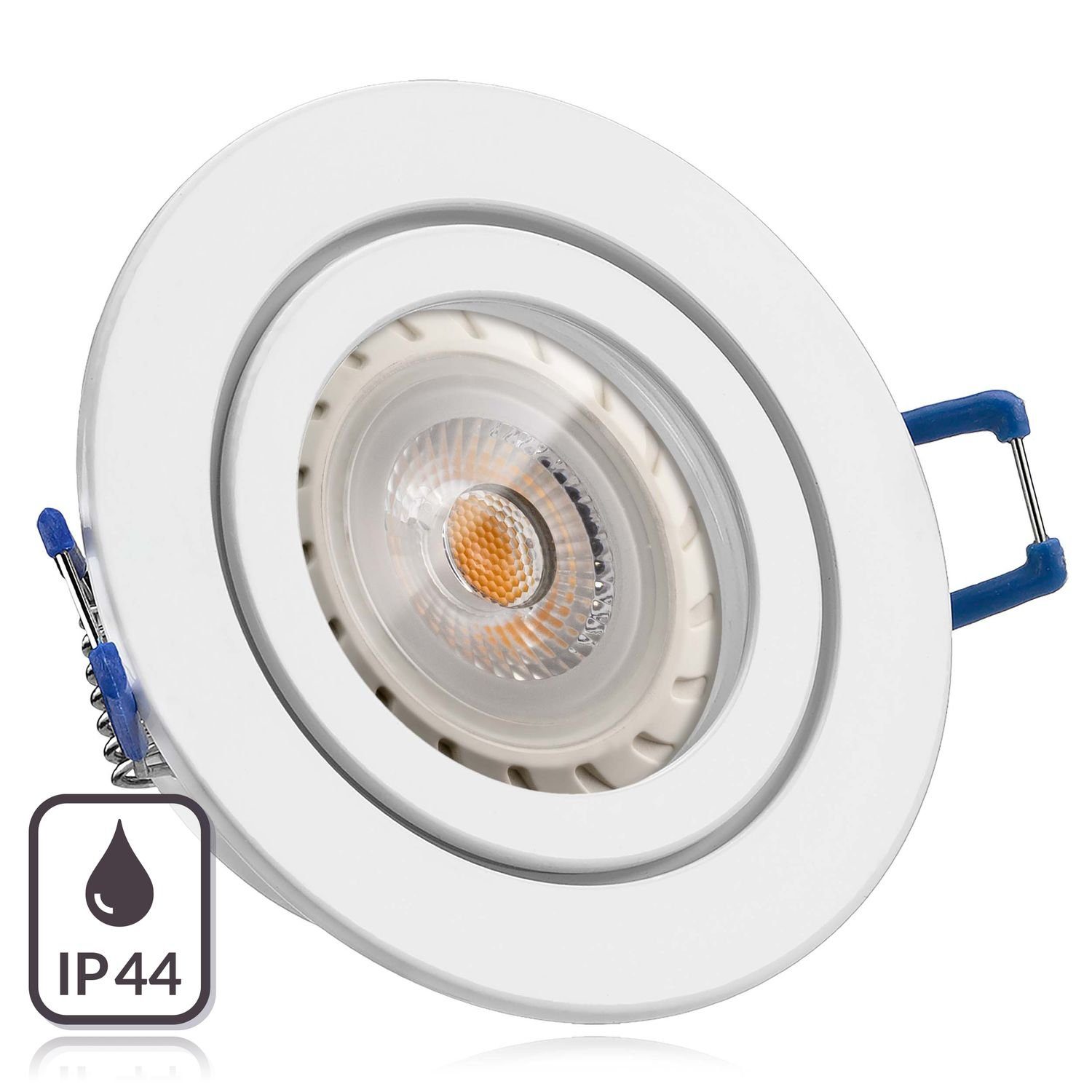 LEDANDO LED Einbaustrahler IP44 LED Einbaustrahler Set Weiß mit LED GU10 Markenstrahler von LEDAN